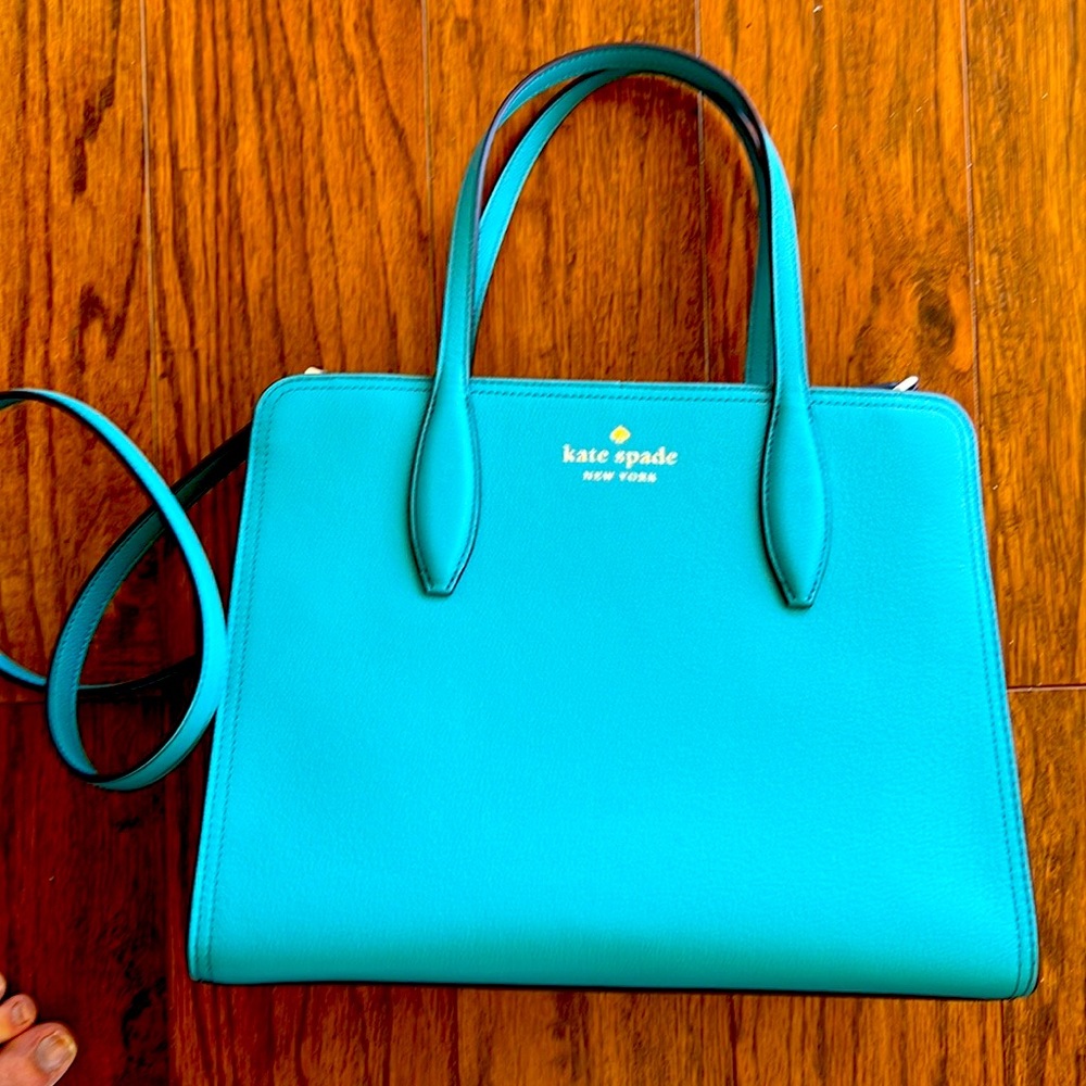 KATE SPADE 9x12” TEAL TURQUOISE BAG WITH SHOULDER STRAP